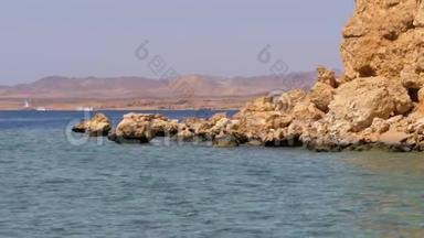 靠近珊瑚礁的<strong>红海</strong>上的洛基海滩。 埃及。 <strong>红海</strong>海岸度假村..